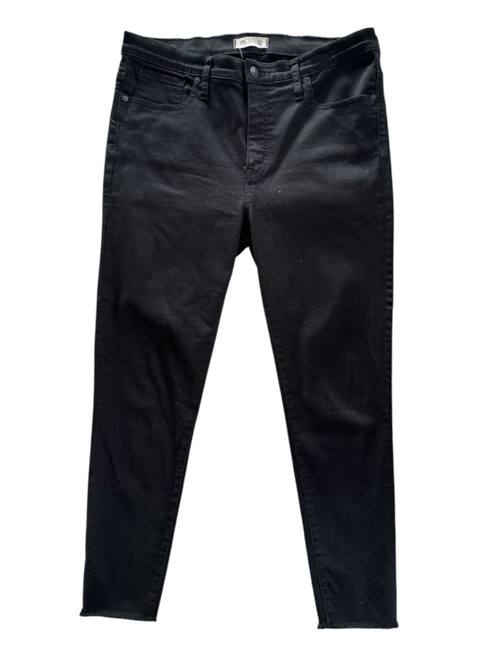 Madewell 9” High Rise Skinny Jeans Raw Hem Black L8929 Size 32 EUC